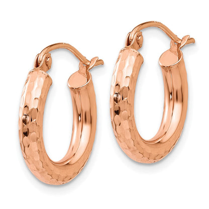 10K Roségold 10K Poliert Leicht Klein Diamantiert Röhre Creolen