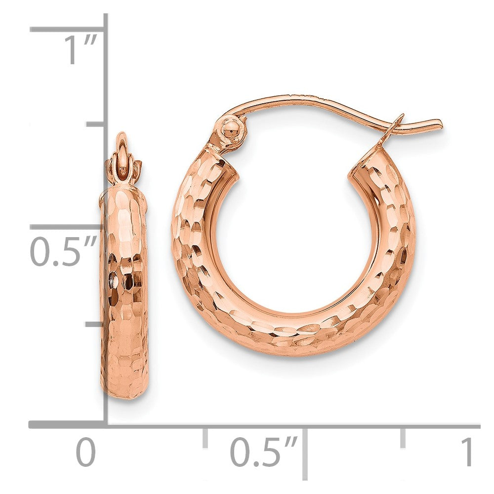 10K Roségold 10K Poliert Leicht Klein Diamantiert Röhre Creolen
