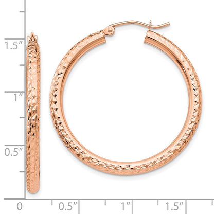 10K Roségold 10K Diamantiert 3mm Rund Creolen