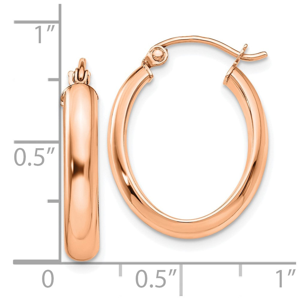 10K Roségold Poliert Oval Röhre Creolen