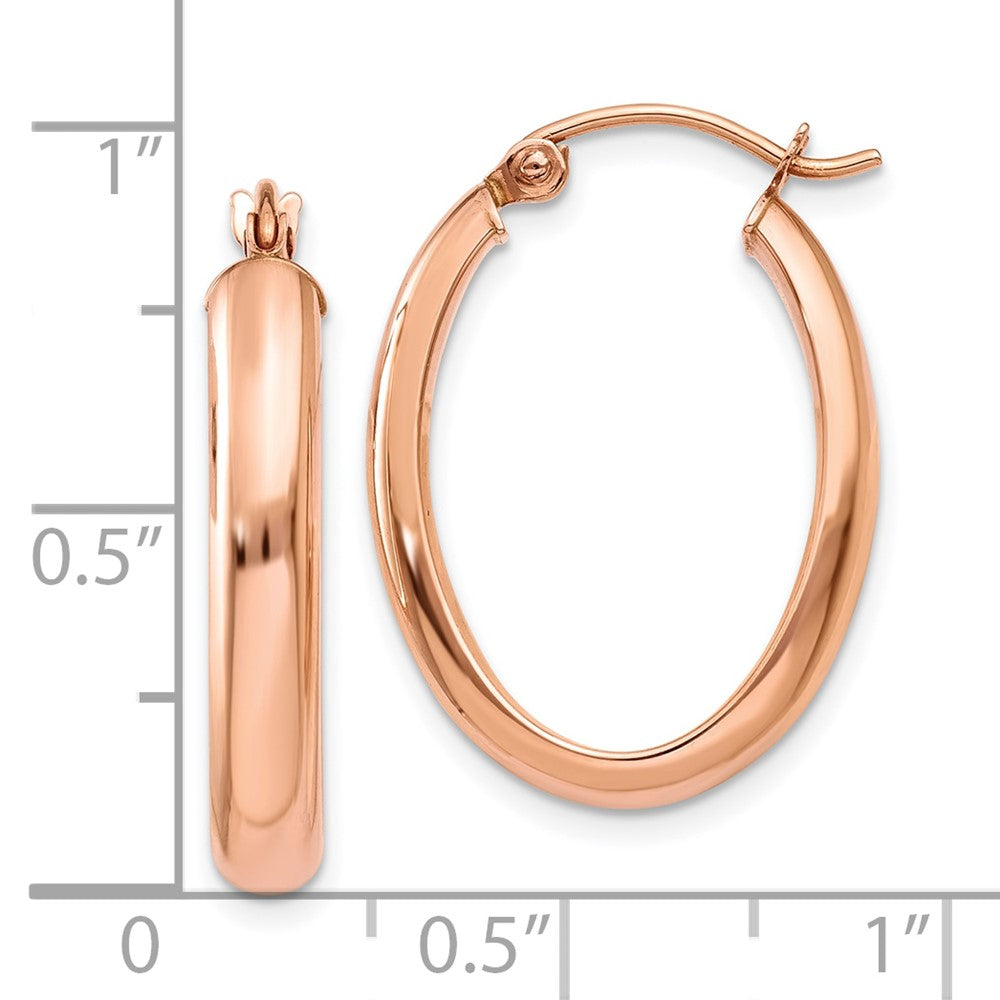 10K Roségold Poliert Halb-round Oval Creolen