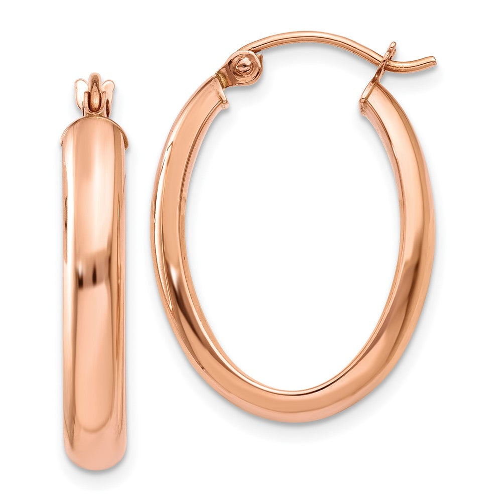 10K Roségold Poliert Halb-round Oval Creolen