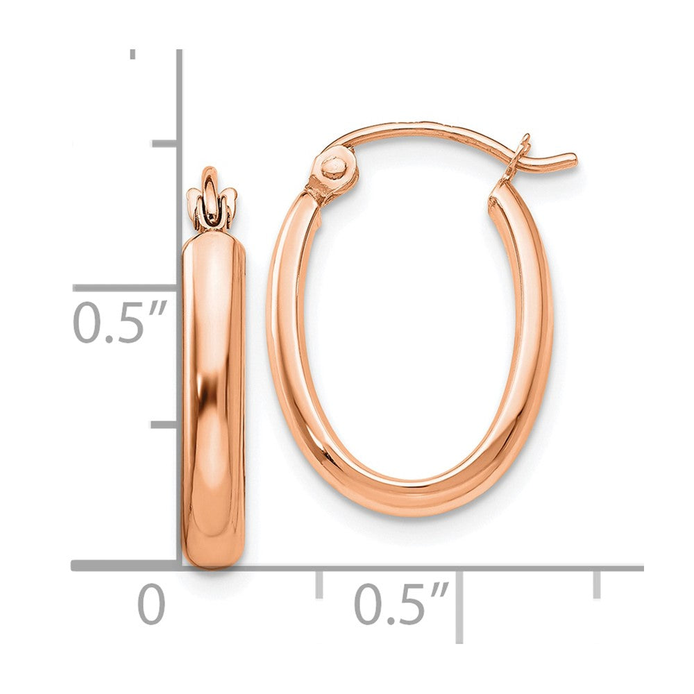 10K Roségold Poliert Halb-round Oval Creolen