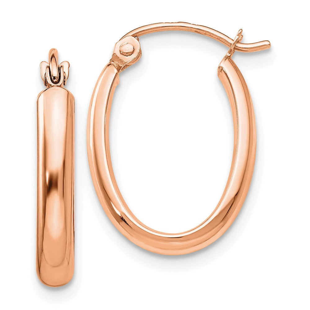 10K Roségold Poliert Halb-round Oval Creolen