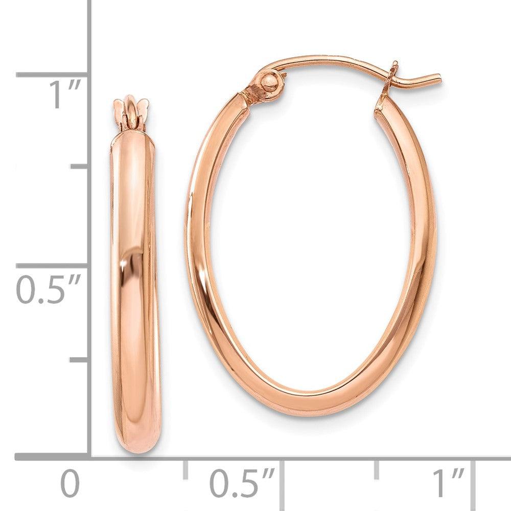10K Roségold Poliert Halb-round Oval Creolen