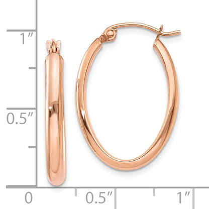 10K Roségold Poliert Halb-round Oval Creolen