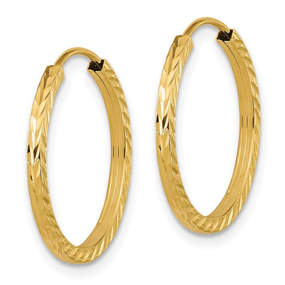 10K Gelbgold Diamantiert Quadratisch Röhre Endlos Creolen