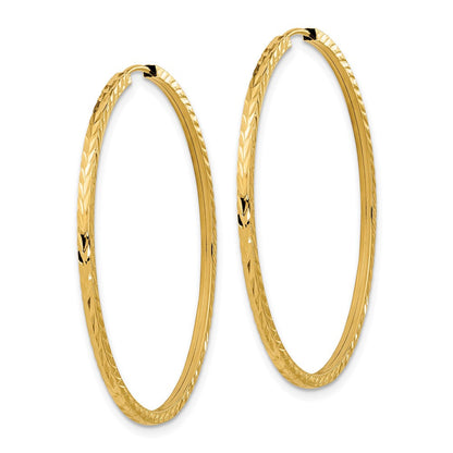 10K Gelbgold Diamantiert Quadratisch Röhre Endlos Creolen