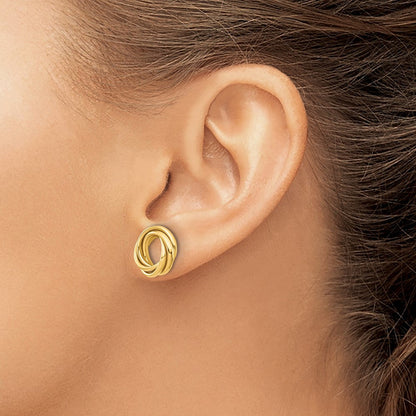 10K Gelbgold Poliert Liebe Knoten Ohrring Jacken