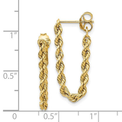 10K Gelbgold Hohl Kordel Ohrringe