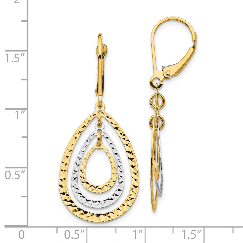 10K Bicolor Diamantiert Ohrhänger mit Brisur