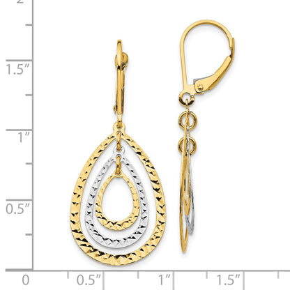 10K Bicolor Diamantiert Ohrhänger mit Brisur