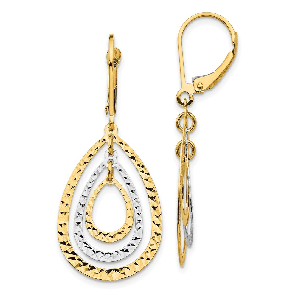 10K Bicolor Diamantiert Ohrhänger mit Brisur