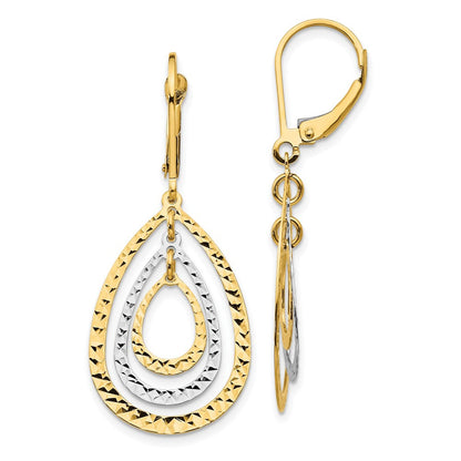 10K Bicolor Diamantiert Ohrhänger mit Brisur