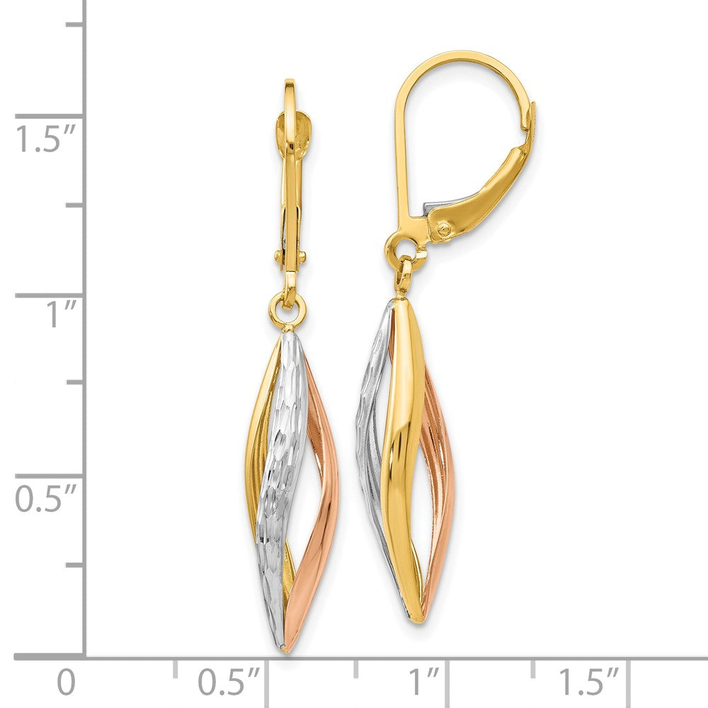 10K Bicolor mit Weiß Rhodium Diamantiert Ohrhänger mit Brisur