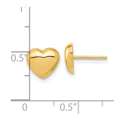 10K Gelbgold Poliert Herz Ohrstecker