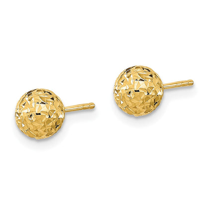 10K Gelbgold 6mm Diamantiert Kugel Ohrstecker