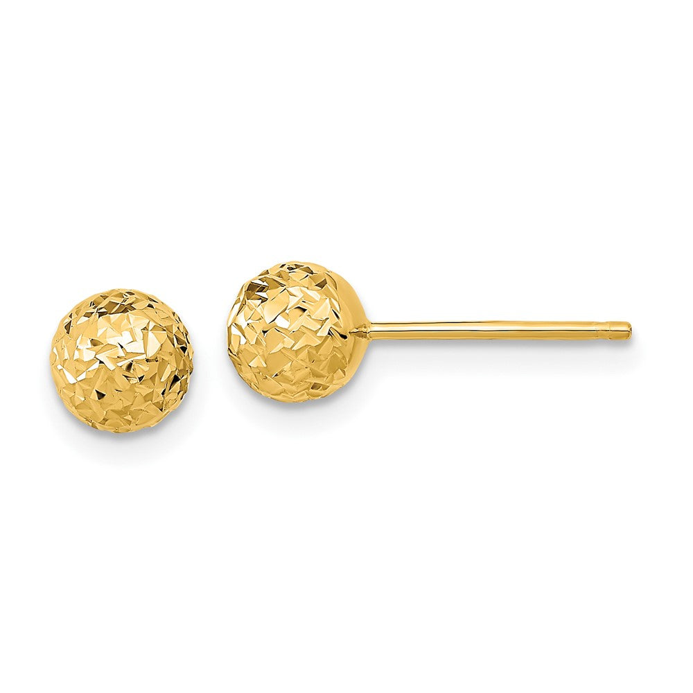 10K Gelbgold 6mm Diamantiert Kugel Ohrstecker