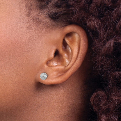 10K Weißgold Diamantiert 6mm Kugel Ohrstecker