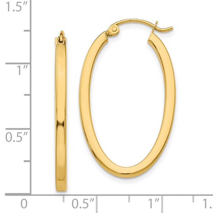 10K Gelbgold 2mm Oval Creolen