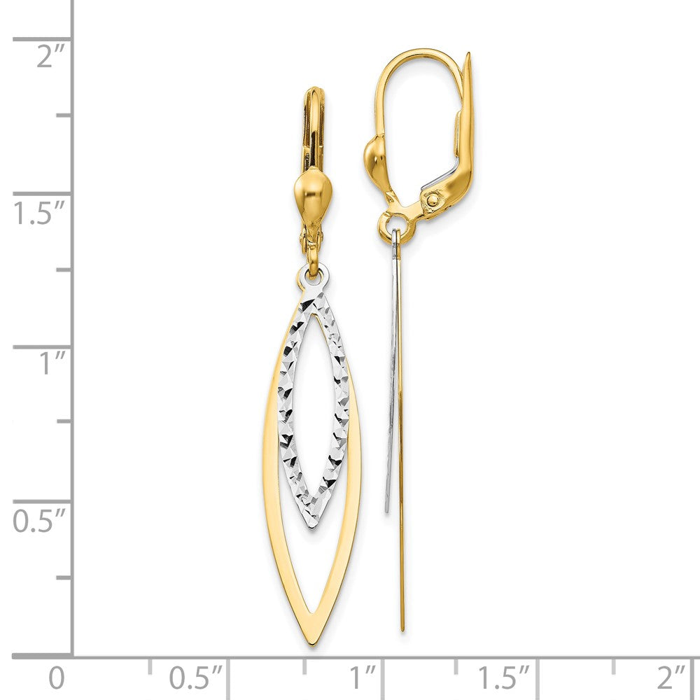 10K Bicolor Diamantiert Ohrhänger mit Brisur