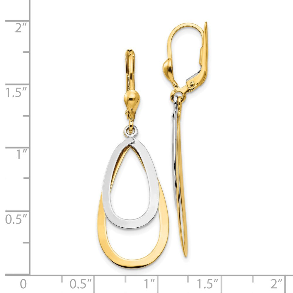 10K Bicolor Oval Brisur Tear Ohrhänger