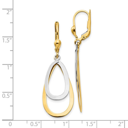 10K Bicolor Oval Brisur Tear Ohrhänger