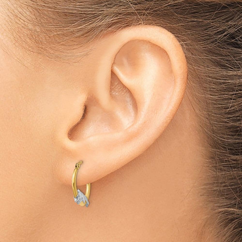 10K Gelb mit Rhodium 10K & Rhodium Delfin Creolen