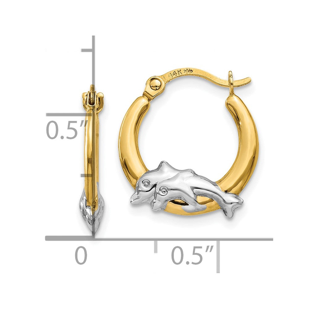10K Gelb mit Rhodium 10K & Rhodium Delfin Creolen