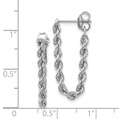 10K Weißgold Kordel Kette Hängend Stecker Ohrring