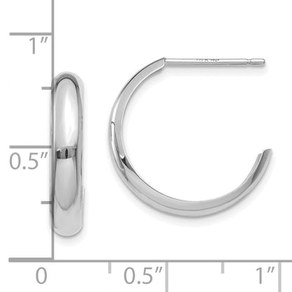 10K Weißgold Poliert 3.5mm J- Creolen