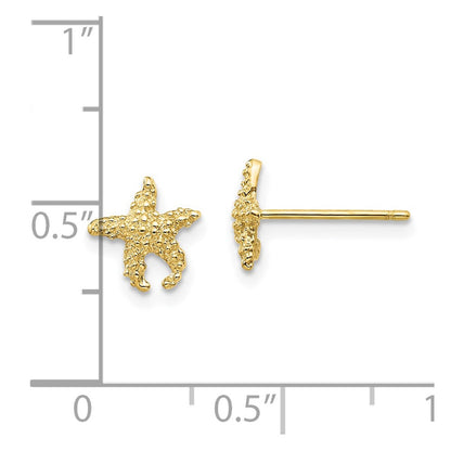 10K Gelbgold 10K Poliert Strukturiert Seestern Ohrstecker