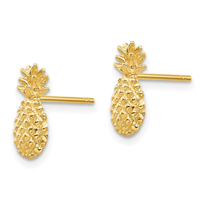 10K Gelbgold 10K Poliert Strukturiert Pineapple Ohrstecker