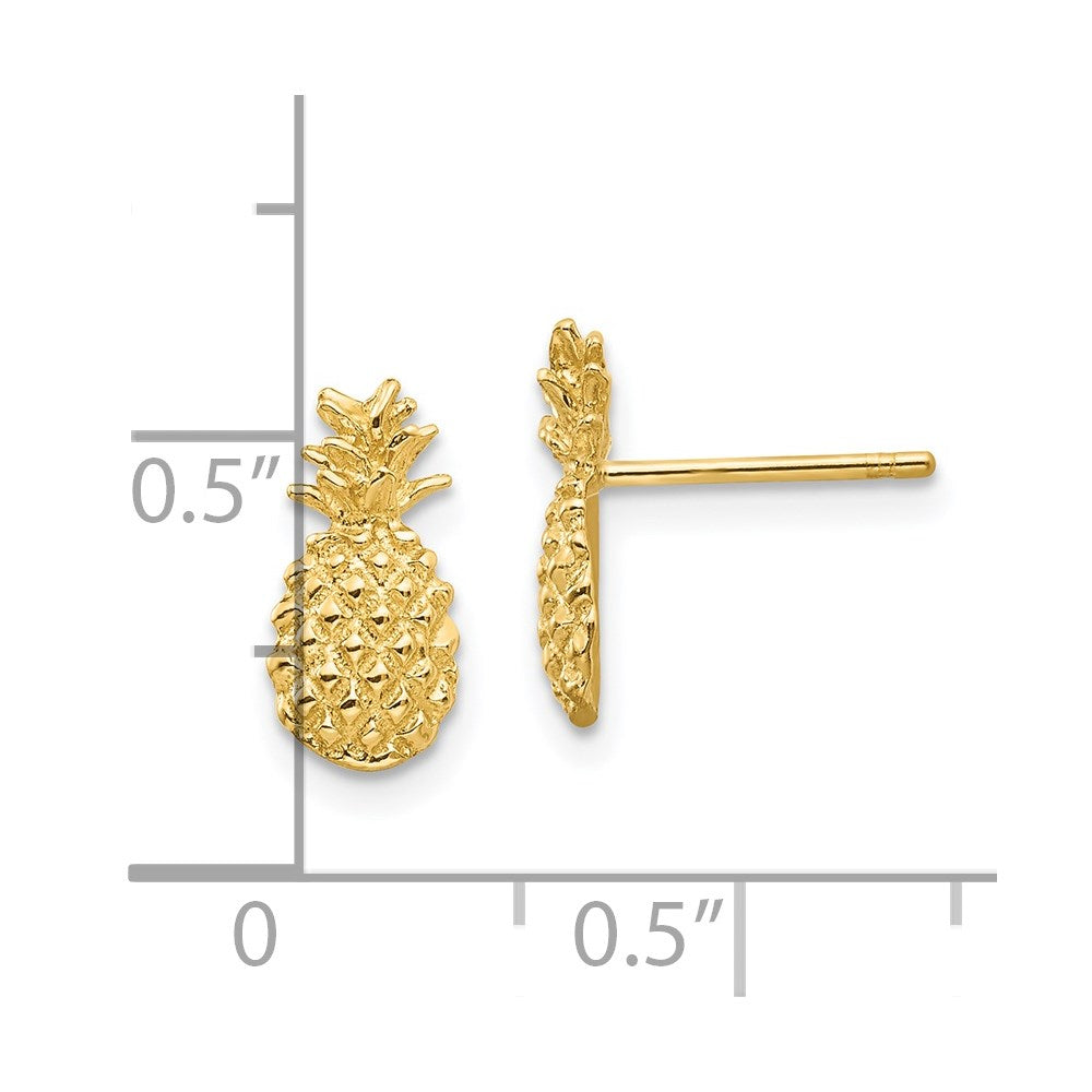 10K Gelbgold 10K Poliert Strukturiert Pineapple Ohrstecker