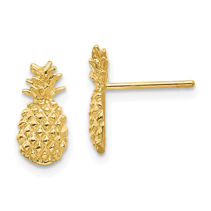 10K Gelbgold 10K Poliert Strukturiert Pineapple Ohrstecker