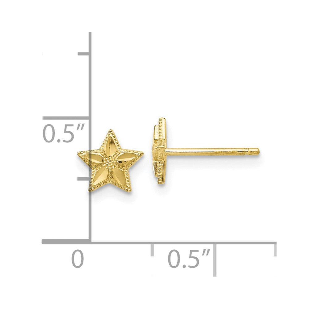 10K Gelbgold Poliert & Diamantiert Stern Ohrstecker