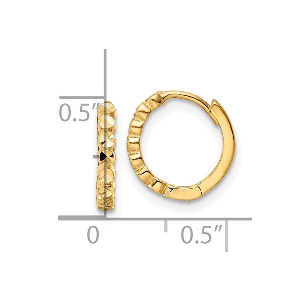 10K Gelbgold Diamantiert 2x12mm Klappbar Creolen