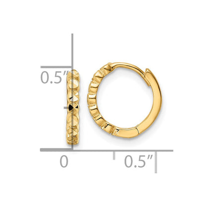 10K Gelbgold Diamantiert 2x12mm Klappbar Creolen