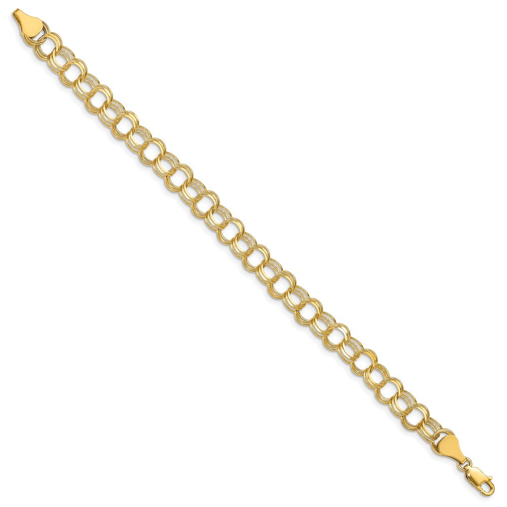 10K Gelbgold Dreifach Glieder Charm Armband