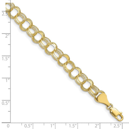 10K Gelbgold Dreifach Glieder Charm Armband