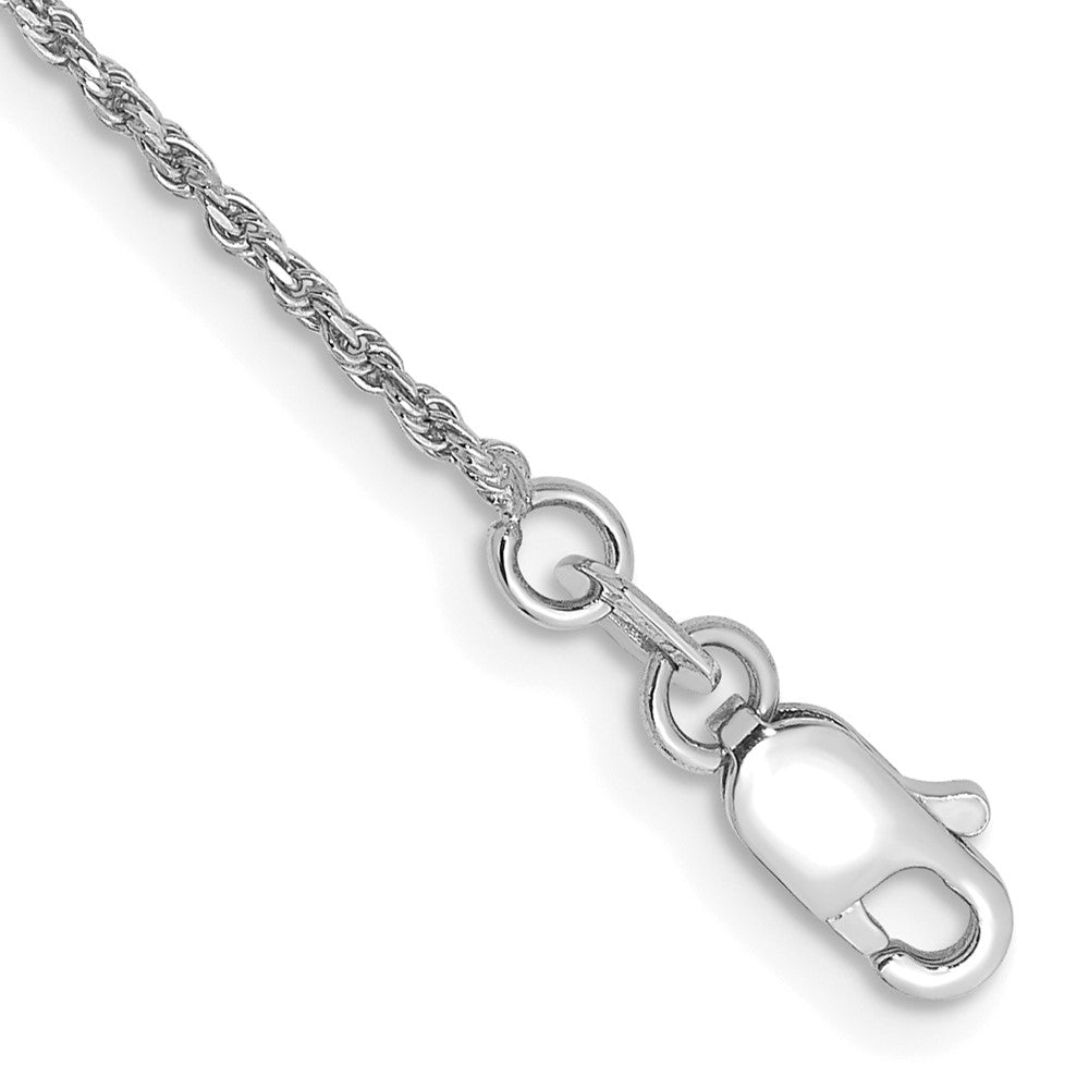 10K Weißgold 1.15mm Diamantiert Machine Made Kordel Kette Fußkettchen