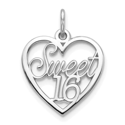10K Weißgold Süß 16 in Herz Charm