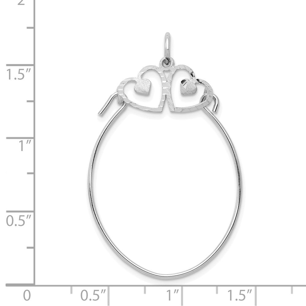 10K Weißgold Doppelt Herzen auf Oberteil Charm Halter