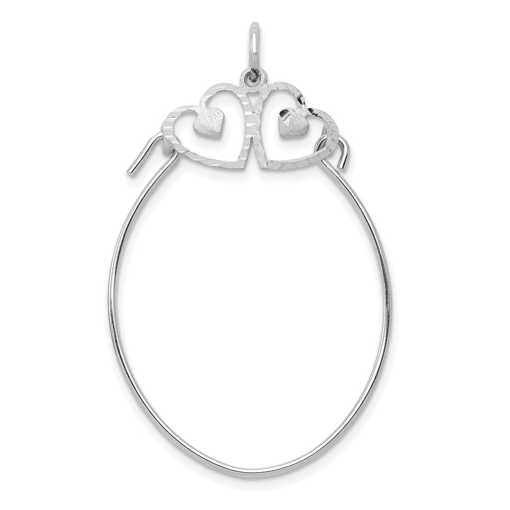 10K Weißgold Doppelt Herzen auf Oberteil Charm Halter