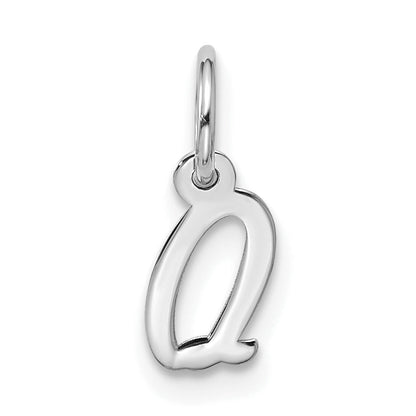 10K Weißgold 10kw Klein Schreibschrift Initiale Q Charm