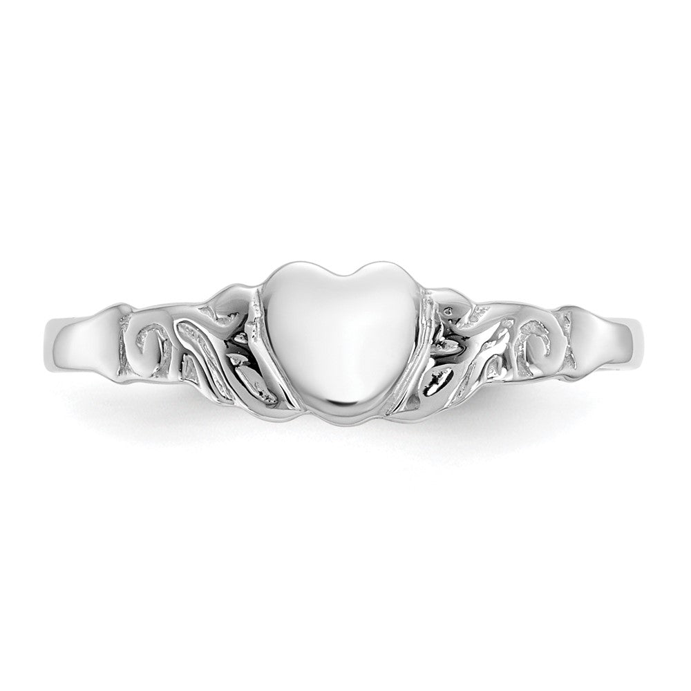 14K Weißgold Herzring