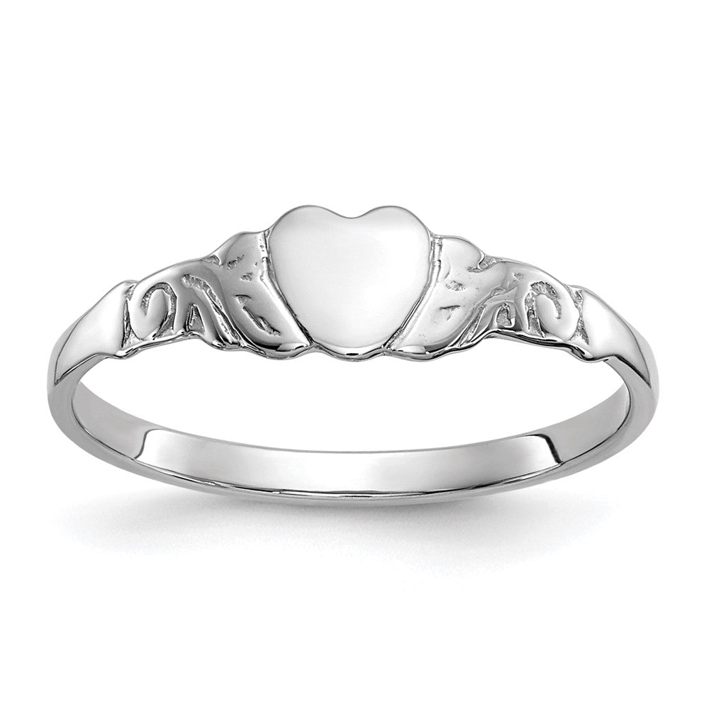 14K Weißgold Herzring