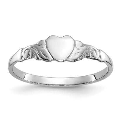 14K Weißgold Herzring