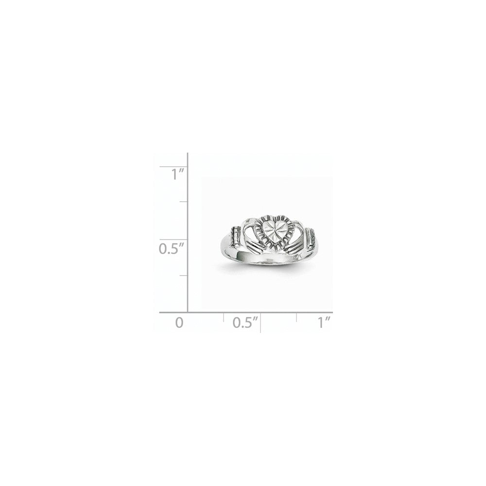 14K Weißgold Claddagh-Ring, poliert