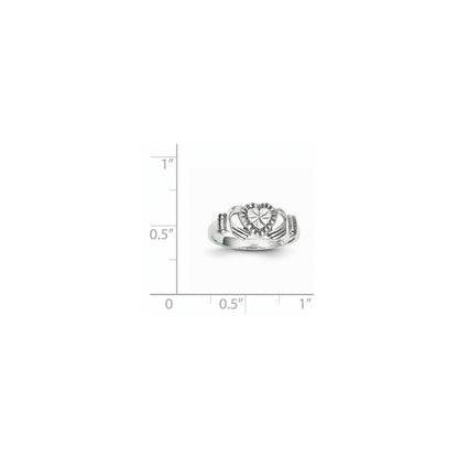 14K Weißgold Claddagh-Ring, poliert